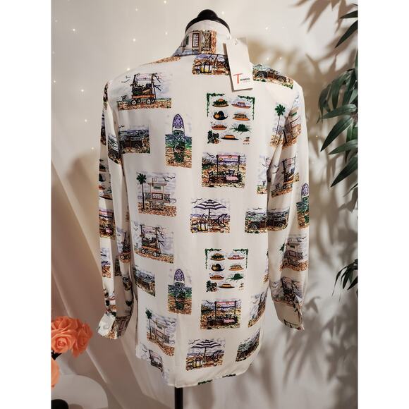 Vtg Tango NWT Womens Tropical Silk Button Shirt Sz S Hawaiian Surf Beach Resort - Picture 3 of 15